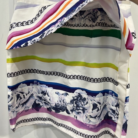 Camilla and Marc Juniper Printed Silk Cotton White Striped Floral Zipper Dress 6 - Picture 8 of 16